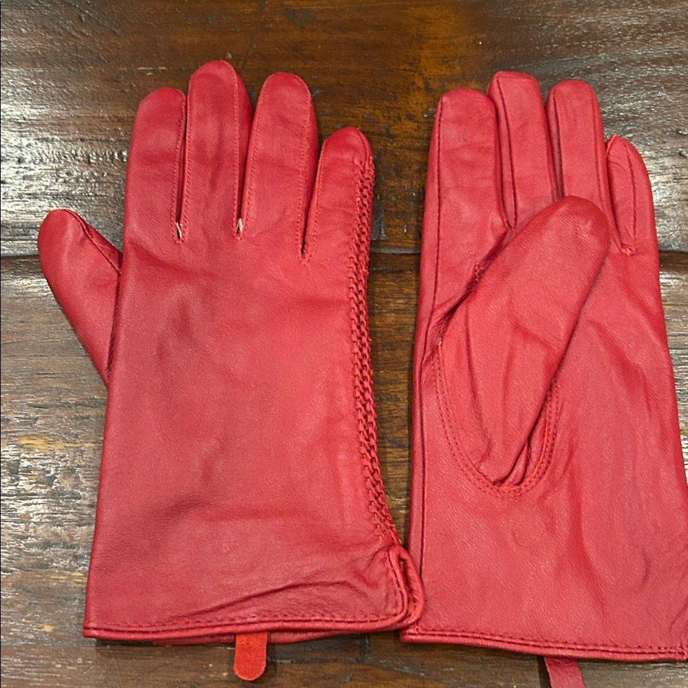 Elegant Red Leather Gloves
